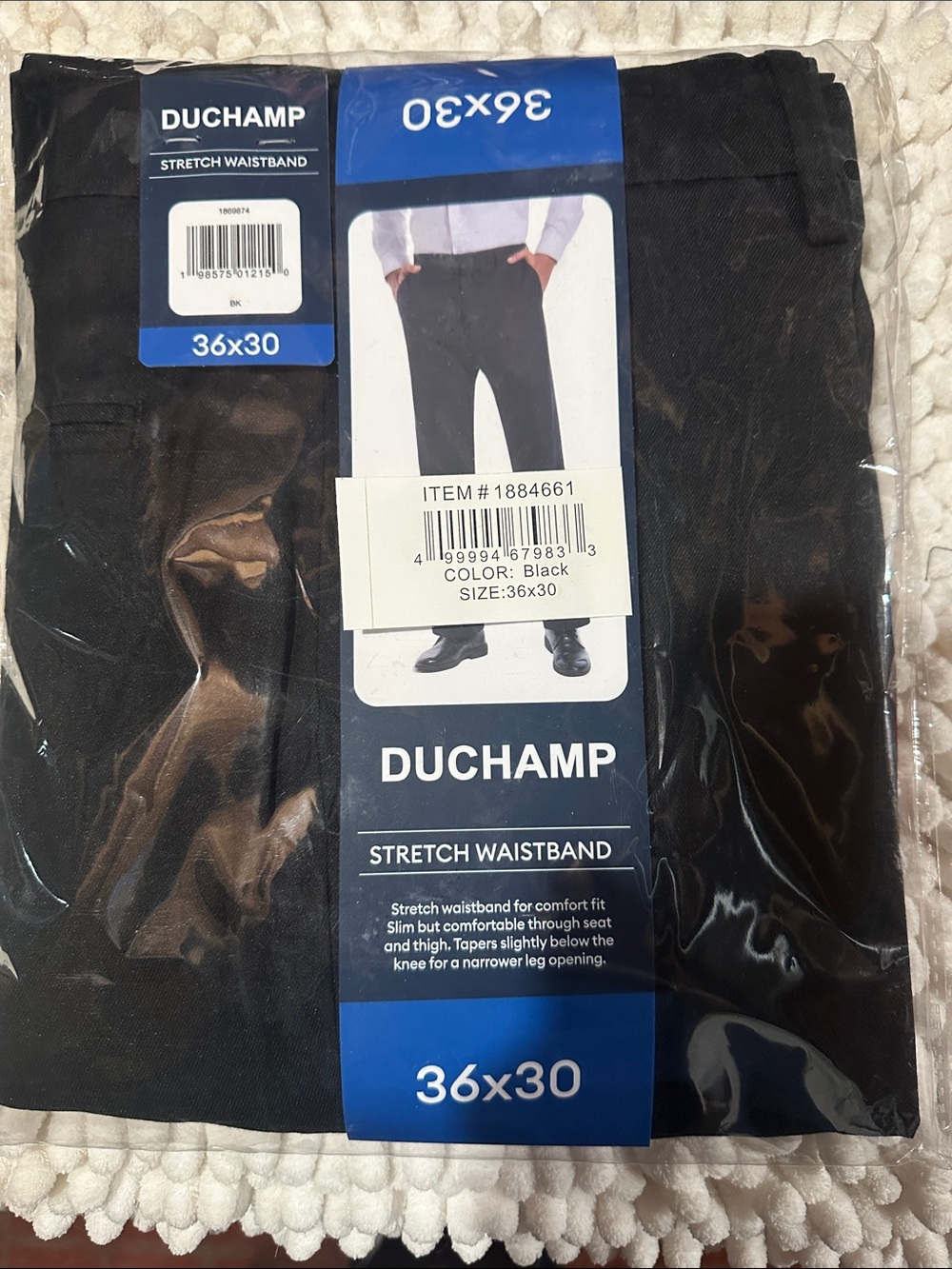 Duchamp Black Stretch Waistband Men's Dress Pants